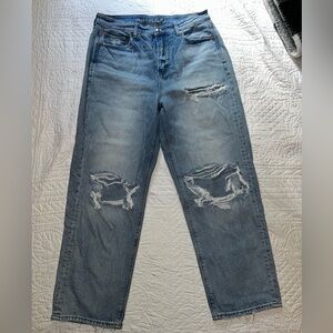 Ripped Straight Leg Jeans